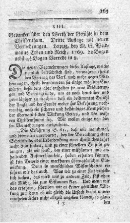 Gedanken über den Werth der Gefühle im Christenthum. 3.verm.Aufl.