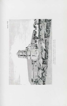 Lámina VIII. Terremotos de Pangasinán, Marzo de 1892. Grandes rajaduras en el campanario é iglesia de Manaoag