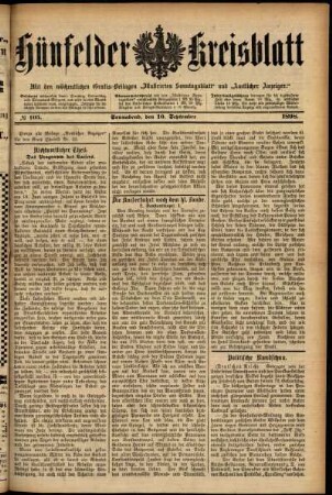 Ausgabe vom Samstag, den 10. September 1898.