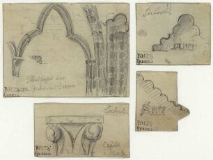Gebäude in Lübeck, Blendfenster der mittleren Giebelwand (13. Jhdt.), Profil des Dienstes (Mitte), Backsteinkapitell, Profil (Seite)