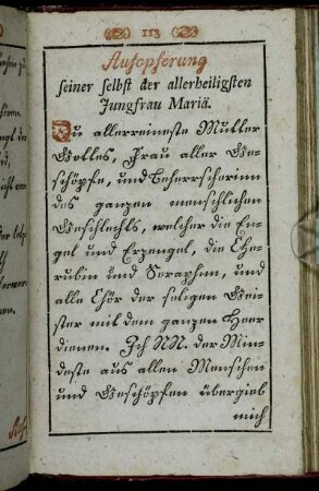 Aufopferung seiner selbst der allerheiligsten Jungfrau Mariä.