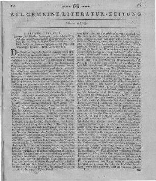 Köster, F.: Immanuel, oder Characteristik der neutestamentlichen Wundererzählungen. Leipzig: Barth 1821