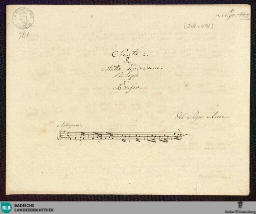 Sonatas - Mus. Hs. 761 : fl, vl, b; G; GroT 3925-G