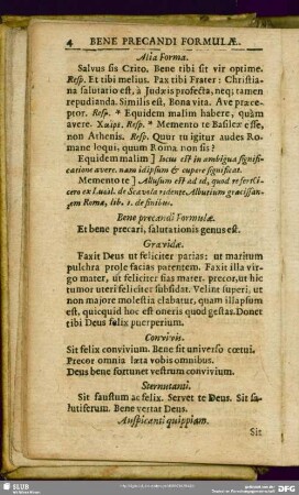 Bene precandi Formulae. Et bene precari salutationis genus est