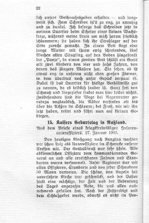 15. Kaisers Geburtstag in Rußland.