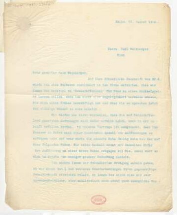 Brief an Carl Weinberger : 22.01.1910