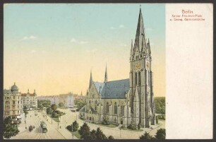 Ansichtskarte Evang. Garnisonkirche, Kaiser Friedrich-Platz, koloriert