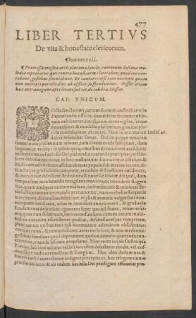 Liber Tertius De vita & honestate clericorum.