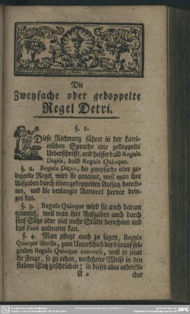 Die Zweyfache oder gedoppelte Regel Detri