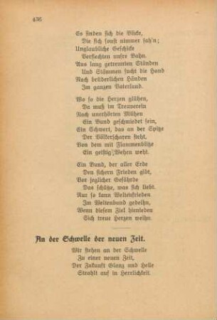 An der Schwelle der neuen Zeit.