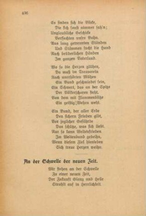 An der Schwelle der neuen Zeit.