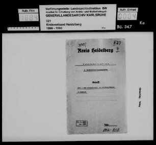 Beiträge des Kreises zum Betrieb der Erziehungs- und Pflegeanstalt für Geistes- schwache in Mosbach