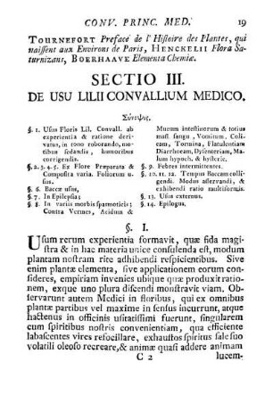 Sectio III. De usu lilii convallium medico.