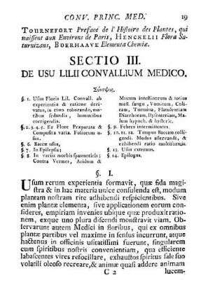 Sectio III. De usu lilii convallium medico.