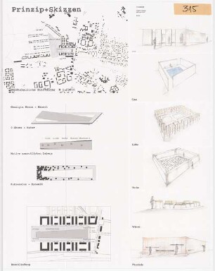 Einen Park des Lebens schaffen - Berlin-Buch Schinkelwettbewerb 2003: Lageplan 1:10000, Schemata, Perspektivische Ansichten