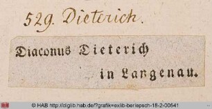 Exlibris des Diakons Dieterich zu Langenau