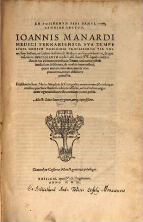 Epistolarum medicinalium Libri XX