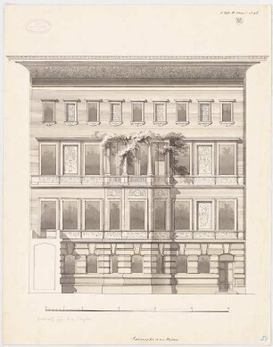 Haus August von Heyden, Berlin-Tiergarten: Vorentwurf, Aufriss Gartenansicht