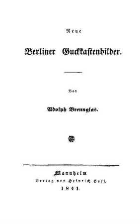 Neue Berliner Guckkastenbilder