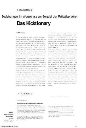 Das Kicktionary : Beziehungen im Wortschatz am Beispiel der Fußballsprache