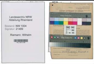 Entnazifizierung Wilhelm Riemann , geb. 11.10.1900 (Arbeiter)