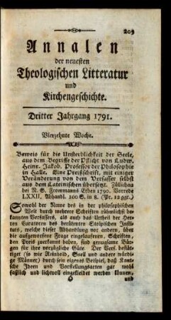 Vierzehnte Woche