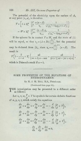 Some properties of the equations of hydrodynamics.