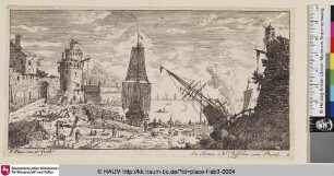 [Hafenansicht; Oblong view of a harbour]