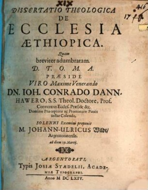 Diss. theol. de ecclesia Aethiopica