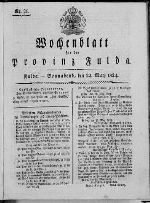 Nr. 21, Ausgabe vom 22. Mai 1824