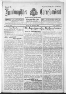 Hamburgischer Correspondent und Hamburgische Börsen-Halle : ältestes Hamburger Handels- u. Börsenbl. ; bedeutendste u. größte Schiffahrts-Zeitung Deutschlands, Morgenausgabe