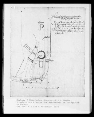 Grundriß des Platzes vom Wasserwerk im Tiergarten zu Rhoden