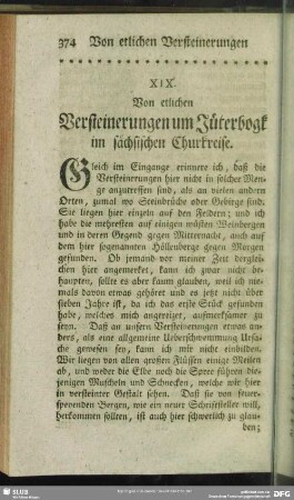 XIX. Von etlichen Versteinerungen um Jüterbogk im sächsischen Churkreise