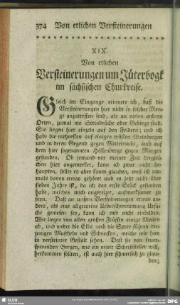 XIX. Von etlichen Versteinerungen um Jüterbogk im sächsischen Churkreise
