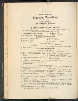 Erster Abschnitt. Die städtischen Kollegien.