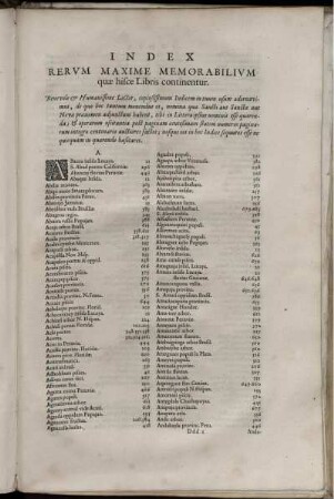 Index Rervm Maxime Memorabilivm quæ hisce Libris continentur.