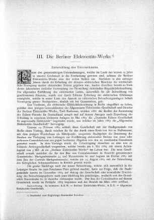 III. Die Berliner Elektricitäts-Werke