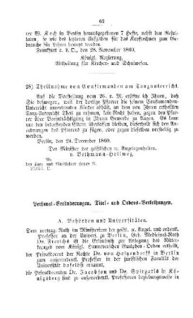 Theilnahme von Confirmanden am Tanzunterricht : [IV. Elementarschulwesen]