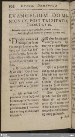 Evangelium Dominica IX. Post Trinitatis, Luc. 16. à v. 1-10