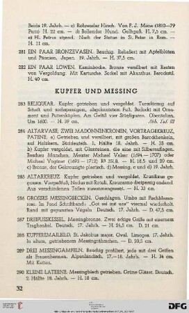 Kupfer und Messing (Nr. 283-302)