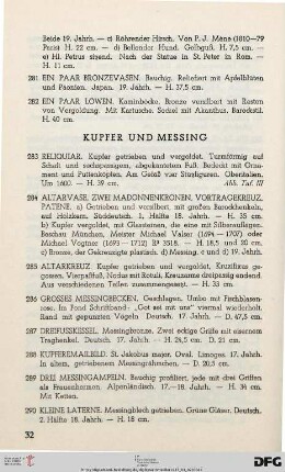 Kupfer und Messing (Nr. 283-302)