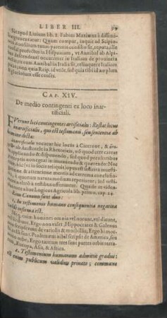 Cap. XIV. De medio contingenti ex loco inartificiali