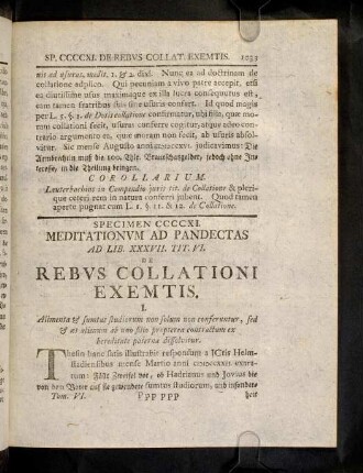 1033-1043, Sp. 411. De Rebus collationi exemtis