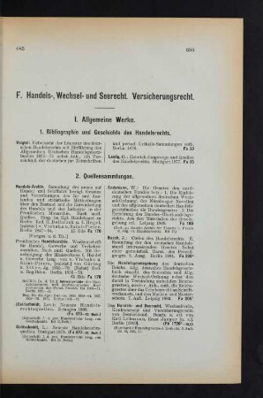 F. Handels-, Wechsel- und Seerecht, Versicherungsrecht.