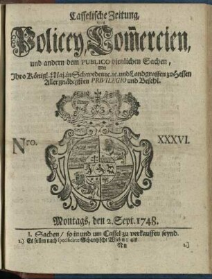 Nro. XXXVI, Montags, den 2. Sept. 1748