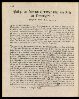 Predigt am siebenten Sonntage nach dem Feste der Dreieinigkeit