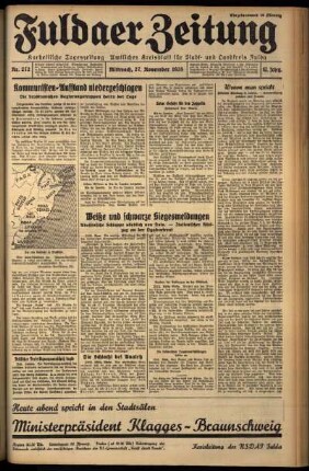 Erste Ausgabe vom Mittwoch, den 27. November 1935.