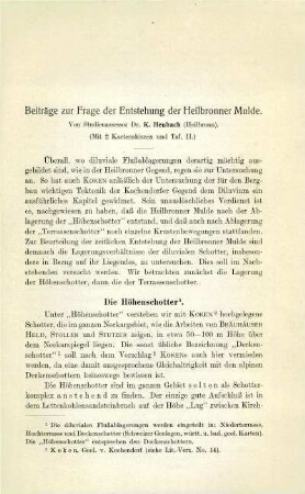 Beiträge zur Frage der Entstehung der Heilbronner Mulde