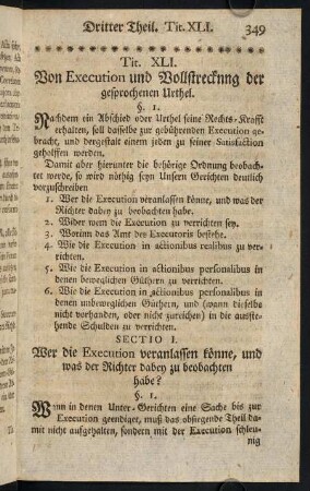 349-430, Tit. XLI. Von Execution und Vollstreckung der gesprochenen Urthel.