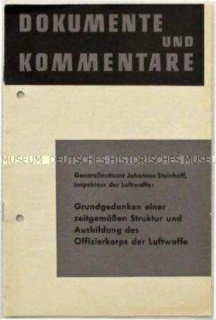 Beilage zur Monatsschrift "Information für die Truppe" mit einem Vortrag des Inspekteurs der Luftwaffe, Johannes Steinhoff, anlässlich des zehnjährigen Bestehens der Technischen Akademie der Luftwaffe am 11. Oktober 1968 in Neubiberg